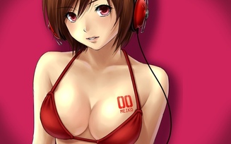 Meiko, наушники, рисунок, vocaloid, купальник, девушка